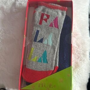 HUE Festive Pair of Red-Gray & Blu Bright Socks